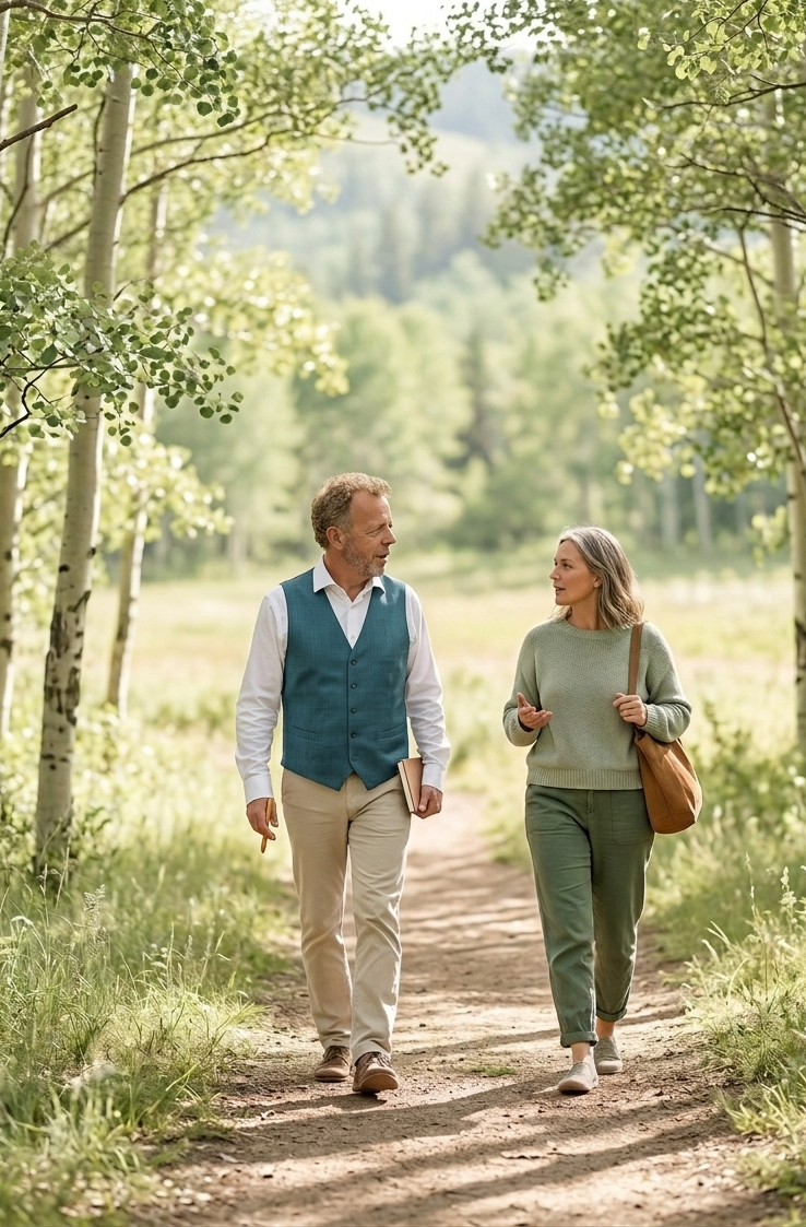 Mann und Frau beim Walk and Talk